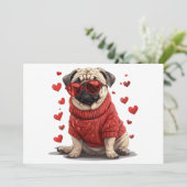 Valentinstag Mops Dog Feiertagskarte (Stehend Vorderseite)