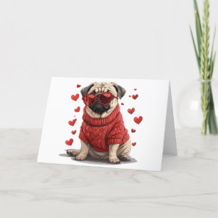 Valentinstag Mops Dog Feiertagskarte