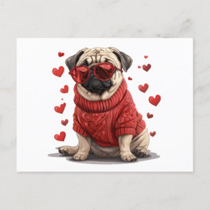 Valentinstag Mops Dog Postkarte