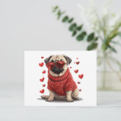 Valentinstag Mops Dog Postkarte (Stehend Vorderseite)