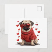Valentinstag Mops Dog Postkarte (Vorne/Hinten)