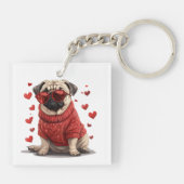 Valentinstag Mops Dog Schlüsselanhänger (Rückseite)