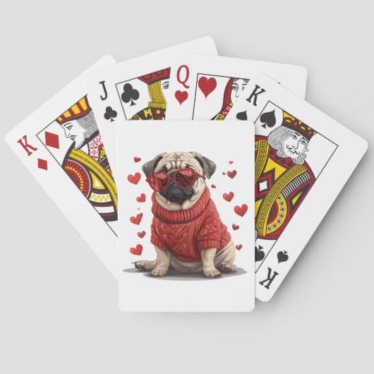 Valentinstag Mops Dog Spielkarten (Rückseite)