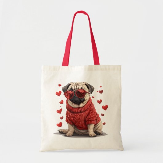 Valentinstag Mops Dog Tragetasche (Vorne)