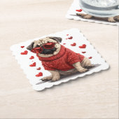 Valentinstag Mops Dog Untersetzer (angewinkelt)