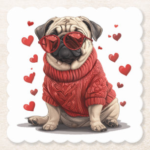 Valentinstag Mops Dog Untersetzer
