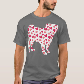 Valentinstag Mops Hearts Welpen Hund Lover T-Shirt
