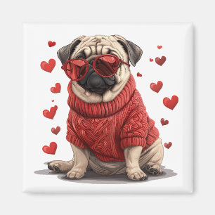 Valentinstag-Mops-Hund Magnet