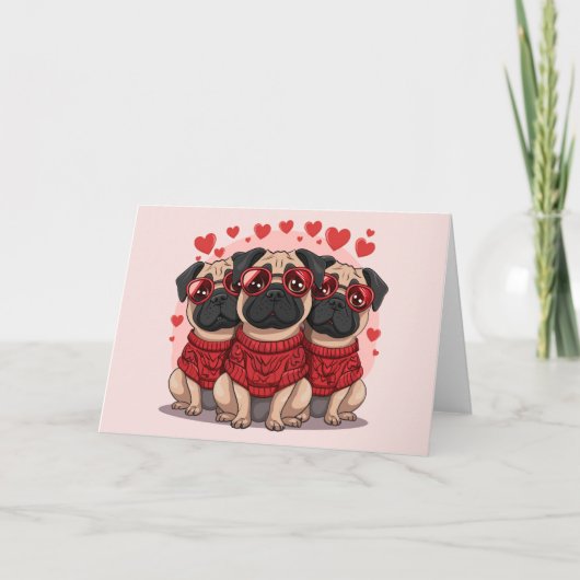 Valentinstag Mops Hunde Feiertagskarte (Vorderseite)