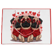 Valentinstag Mops Hunde Große Geschenktüte (Vorderseite)