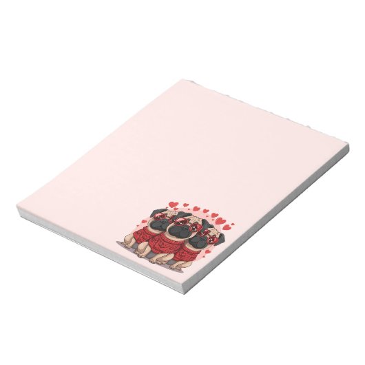 Valentinstag Mops Hunde Notizblock (Rotiert)