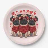 Valentinstag Mops Hunde Pappteller (Vorderseite)
