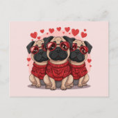 Valentinstag Mops Hunde Postkarte (Vorderseite)