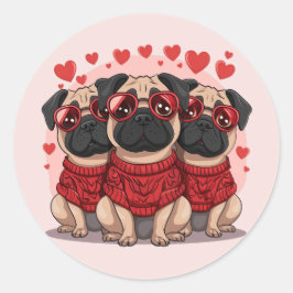 Valentinstag Mops Hunde Runder Aufkleber