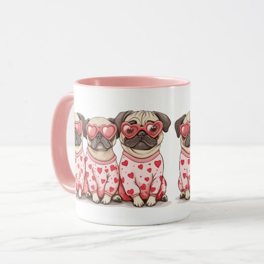 Valentinstag Mops Hunde Tasse (Vorderseite Links)