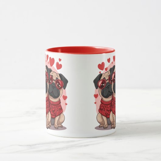 Valentinstag Mops Hunde Tasse (Zentrum)