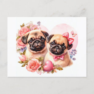 Valentinstag Mops Postkarte