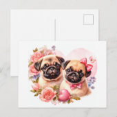 Valentinstag-Möpse Postkarte (Vorne/Hinten)