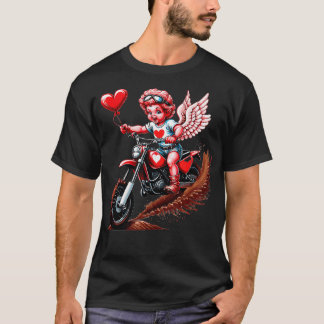Valentinstag Motocross Liebhaber Funny Cupid Bike  T-Shirt