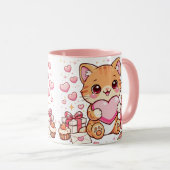 Valentinstag-Mug Katze  Tasse (VorderseiteRechts)