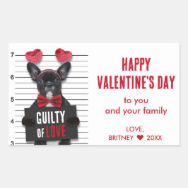 Valentinstag Mugshot Guilty Liebe Hund Funny Rechteckiger Aufkleber