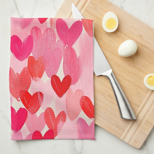 Valentinstag Multi Hearts Muster Liebe Geschirrtuch (Viertel Falte)