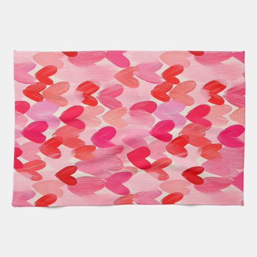 Valentinstag Multi Hearts Muster Liebe Geschirrtuch (Horizontal)