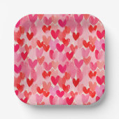 Valentinstag Multi Hearts Muster Liebe Pappteller (Vorderseite)
