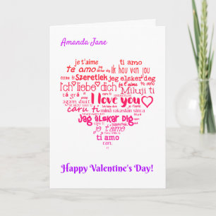 Valentinstag Multi-Linguales Herz Word-Cloud Feiertagskarte