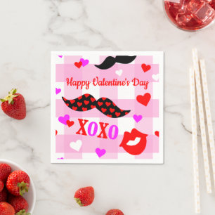 Valentinstag Mustaches Liebe und Kisses Papier Serviette