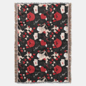 Valentinstag-Muster auf schwarzem Hintergrund Decke (Vorderseite Vertikal)