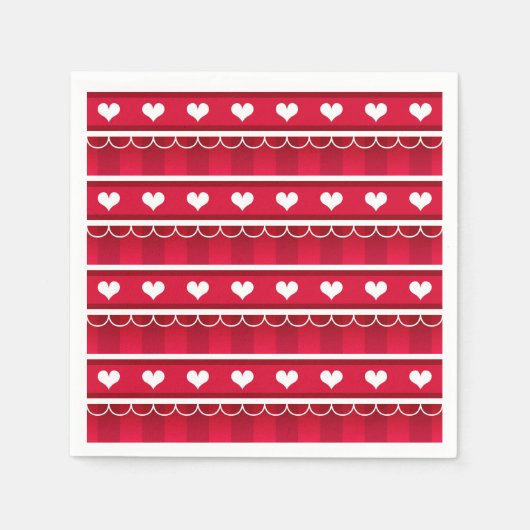 Valentinstag-Muster des Roten Herzens Serviette (Vorderseite)