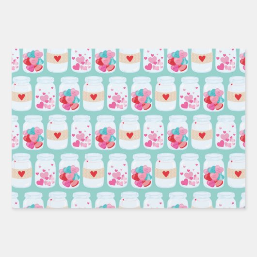 Valentinstag Muster Geschenkpapier Set (Vorderseite 2)