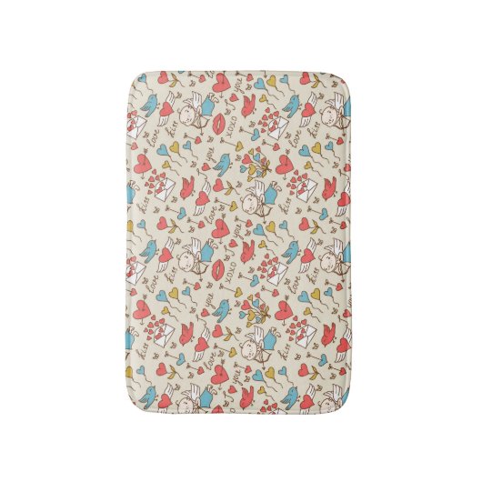 Valentinstag-Muster mit Amor Badematte (Vorderseite Vertikal)