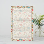 Valentinstag-Muster mit Amor Briefpapier (Stehend Vorderseite)