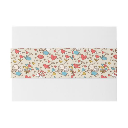 Valentinstag-Muster mit Amor Einladungsbanderole (Rückseitenbeispiel)