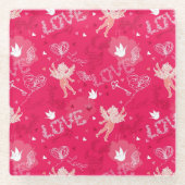 Valentinstag-Muster mit Amor Glasuntersetzer (Vorderseite)