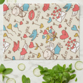 Valentinstag-Muster mit Amor Küchentuch (Gefaltet)