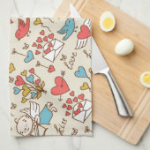 Valentinstag-Muster mit Amor Küchentuch (Viertel Falte)