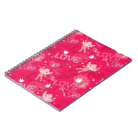 Valentinstag-Muster mit Amor Notizblock (Linke Seite)