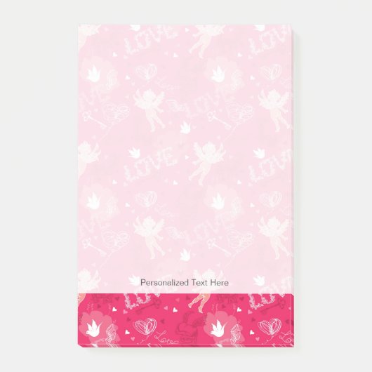 Valentinstag-Muster mit Amor Post-it Klebezettel (Vorderseite)