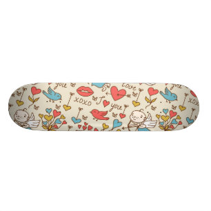 Valentinstag-Muster mit Amor Skateboard
