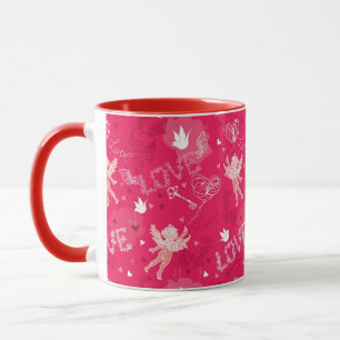 Valentinstag-Muster mit Amor Tasse