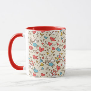 Valentinstag-Muster mit Amor Tasse
