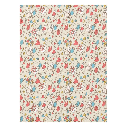 Valentinstag-Muster mit Amor Tischdecke (Vorderseite)