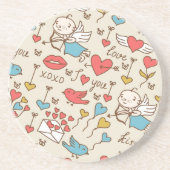 Valentinstag-Muster mit Amor Untersetzer (Vorne)