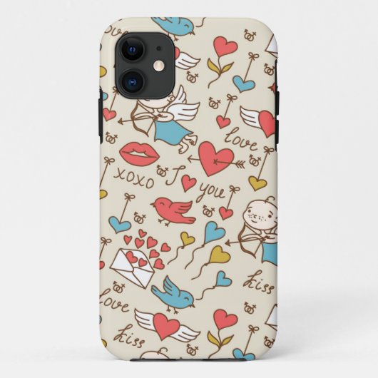 Valentinstag-Muster mit Cupid Case-Mate iPhone Hülle (Rückseite)