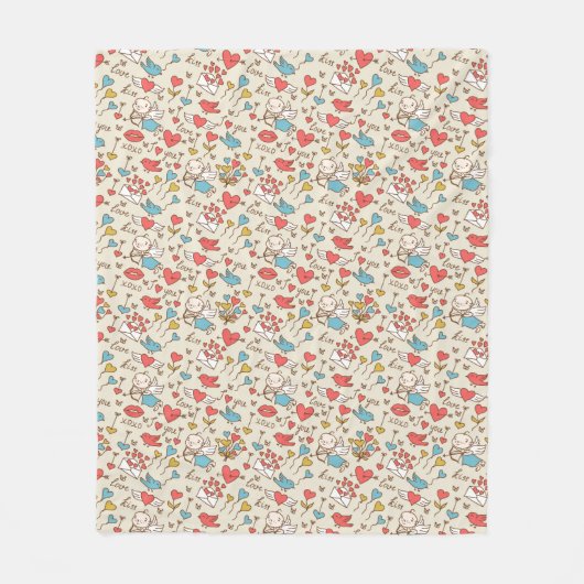 Valentinstag-Muster mit Cupid Fleecedecke (Vorderseite)