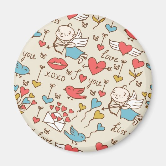 Valentinstag Muster mit Cupid Magnet (Vorne)