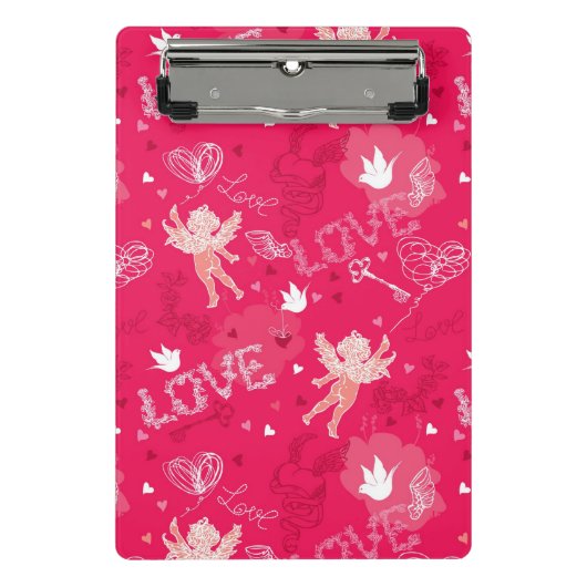 Valentinstag Muster mit Cupid Mini Klemmbrett (Vorderseite)